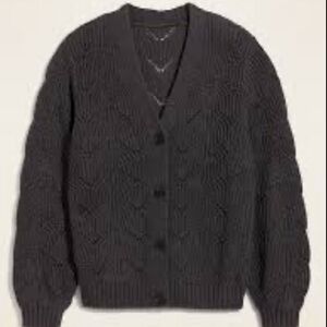 Old Navy Sweater XS Women Pointelle-Knit V-Neck Button-Front Cardigan